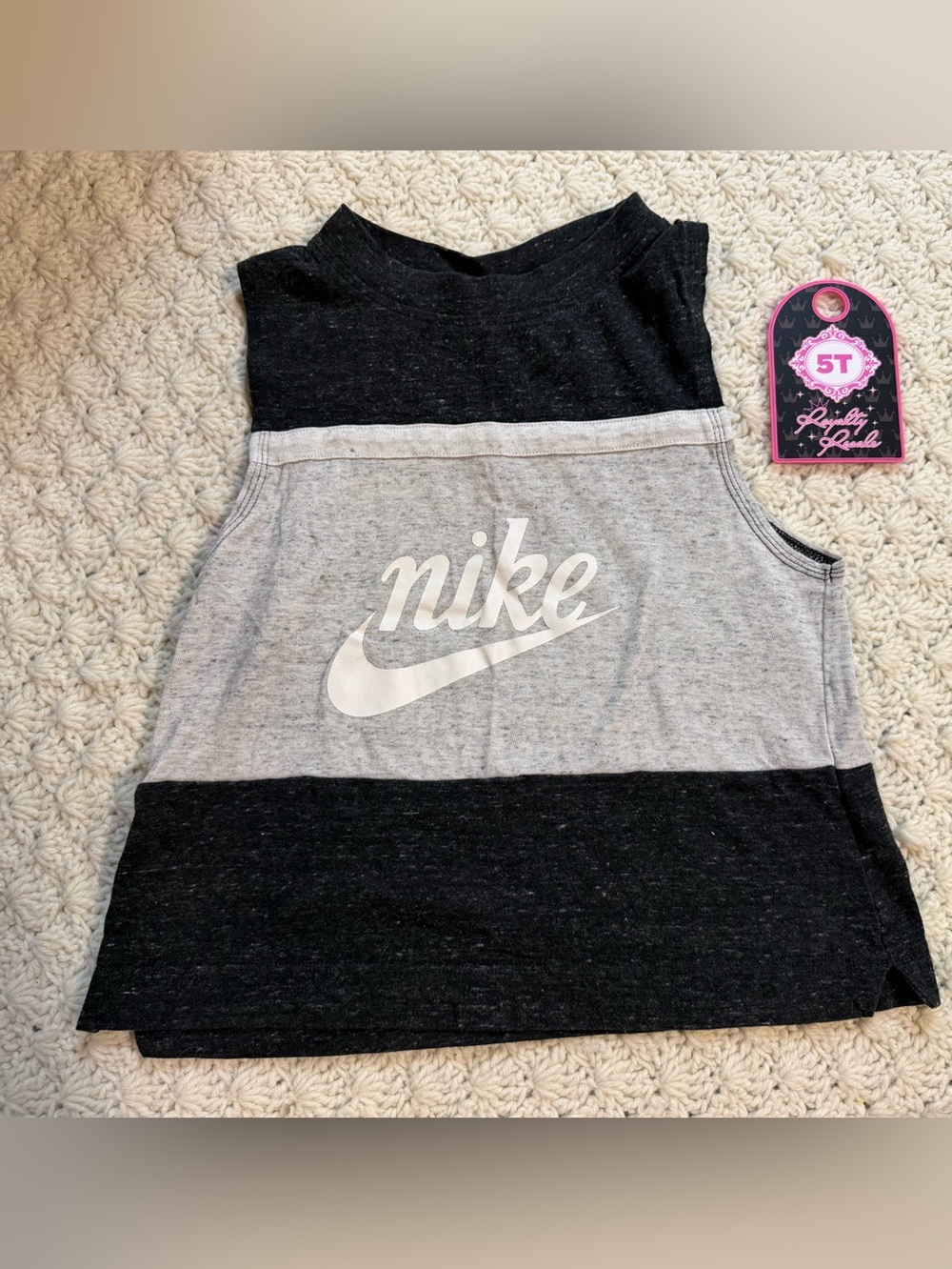 Nike Girls' Black & Gray Colorblock Logo Tank Dress